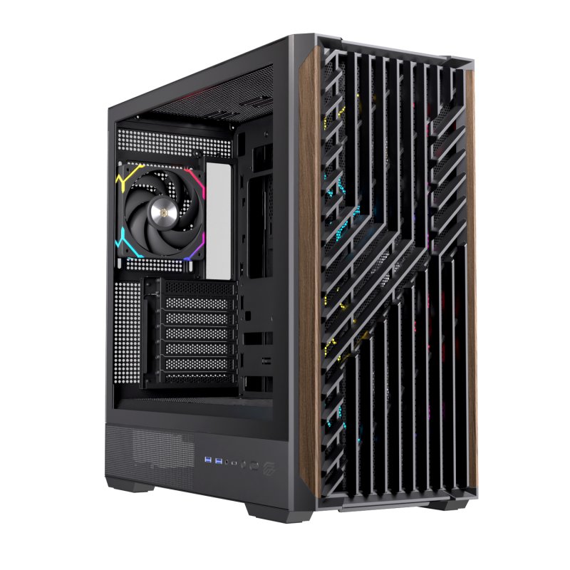 Detalle de Caja PC Einarex Pulse P800 RGB Black con vidrio templado y soporte hasta 13 ventiladores de 360 mm