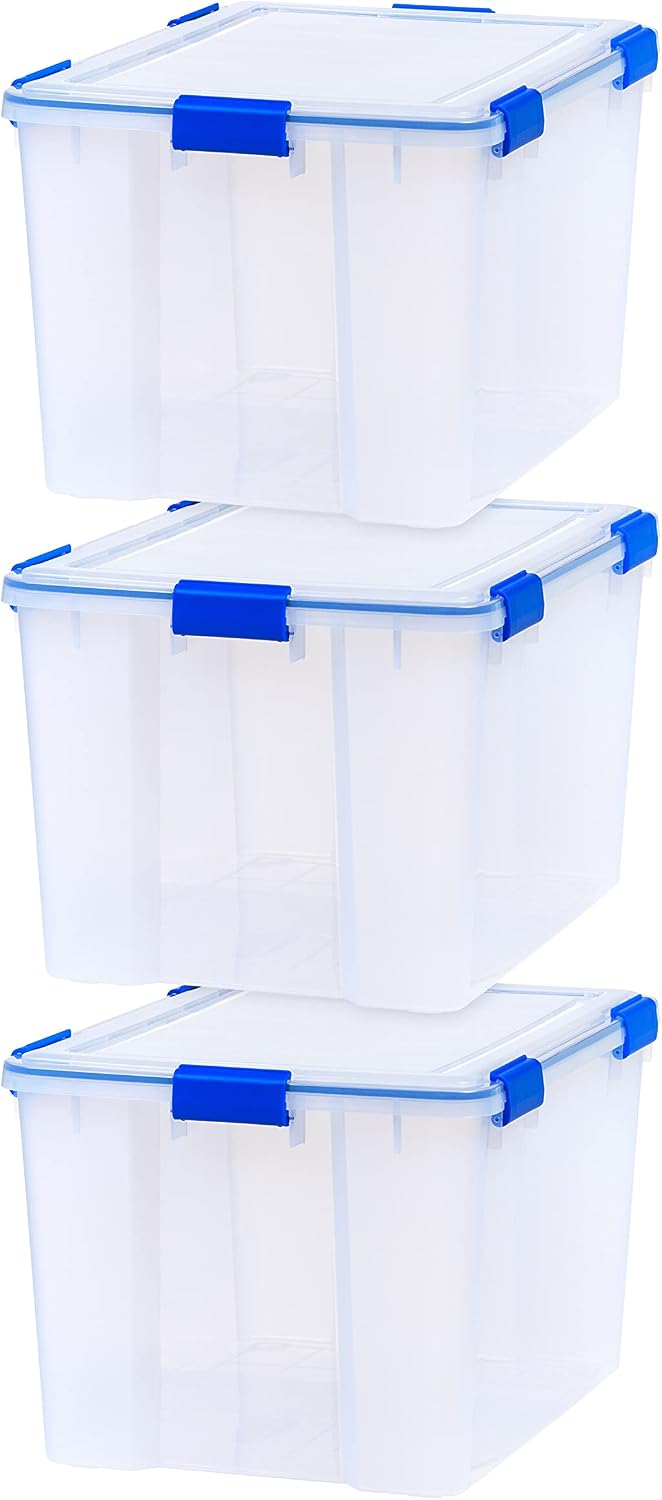 Detalle de IRIS USA WeatherPro 74 Qt Storage Bin, 3-Pack