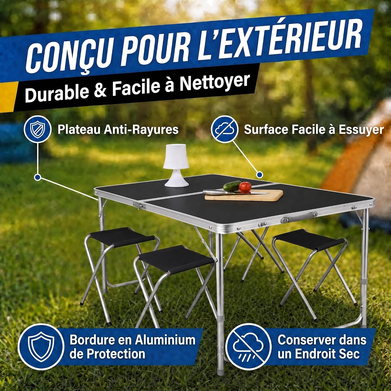 Thumbnail 5 de GOODS+GADGETS 3169011 klaptafel met verstelbare hoogte en 4 krukken