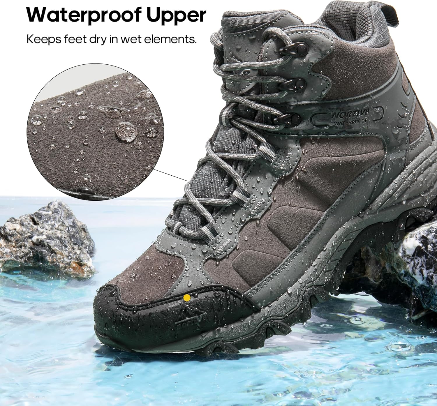 Thumbnail 6 de NORTIV 8 Men's Waterproof Hiking Boots — Mid Trekking, Lightweight Mountaineering Shoes