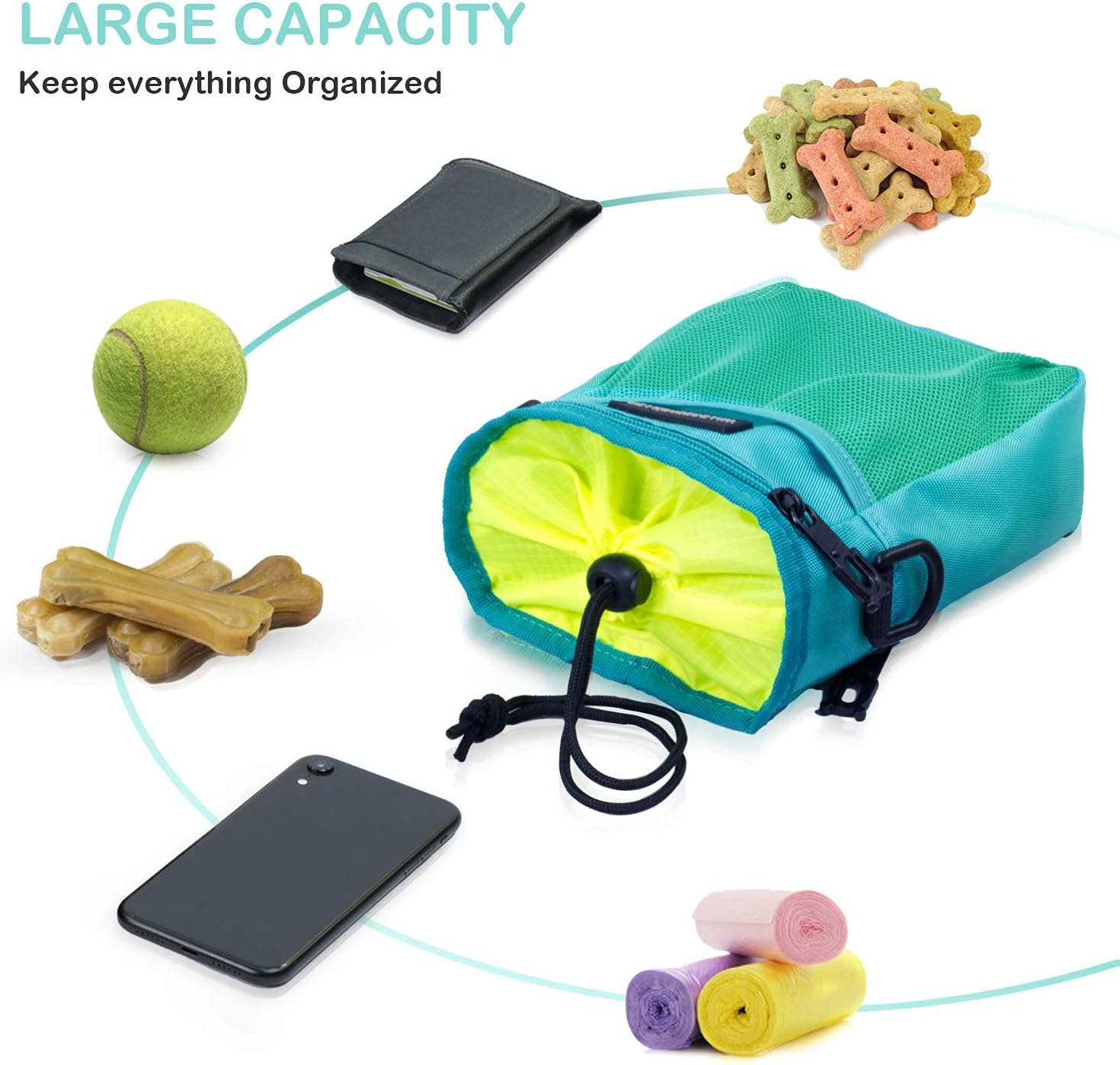 Detalle de Waldseemüller Dog Treat Pouch: Multi-pocket Walking Bag in Light Green