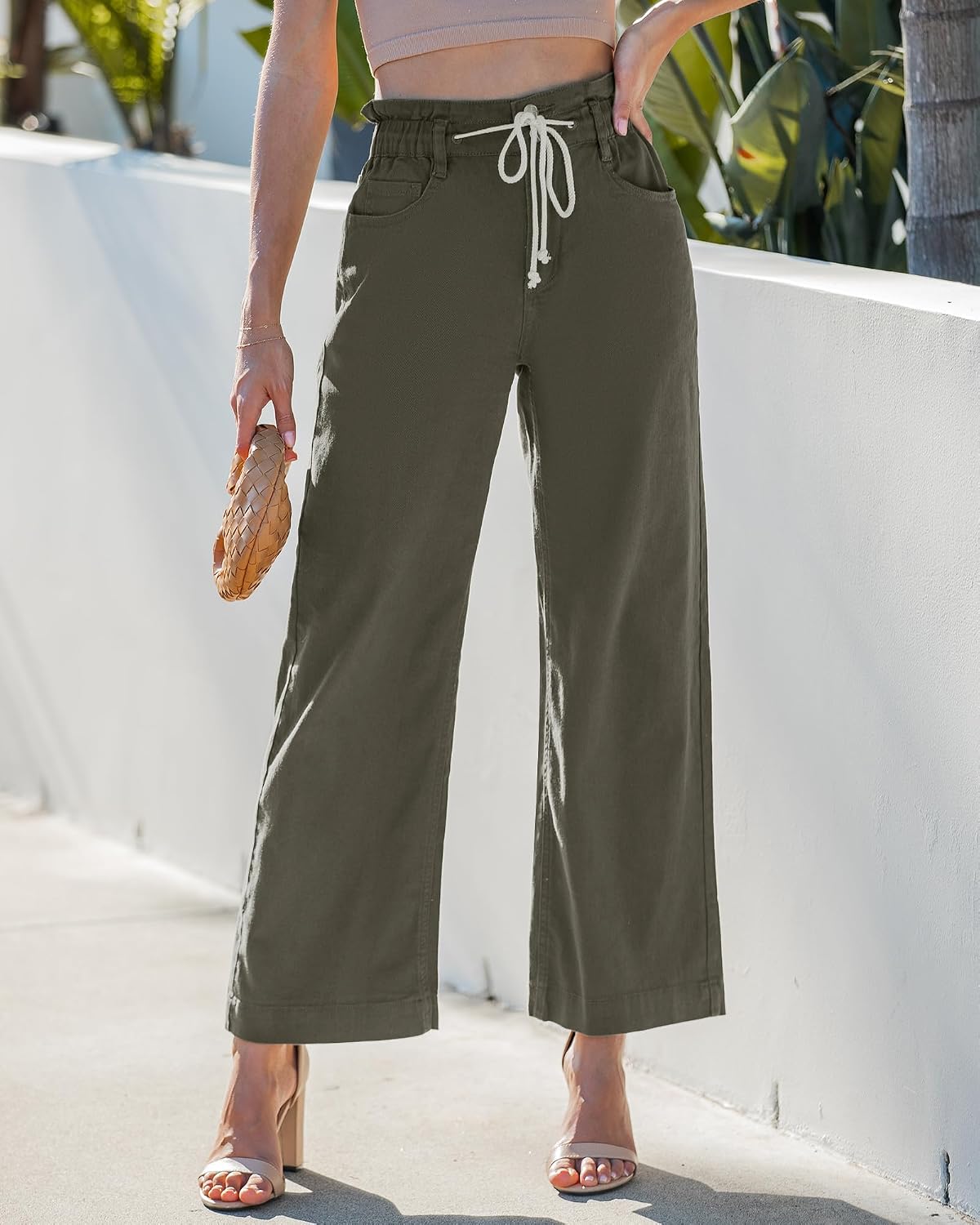 Detalle de GRAPENT Wide Leg Jeans for Women: Stretch High-Waisted Bell Bottoms with Elastic Waist