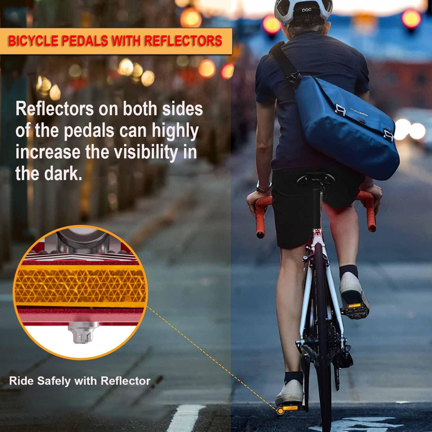 Thumbnail 4 de Pédales vélo SPD GEWAGE 2 en 1 (plateforme + SPD) avec réflecteurs, tige CrMo 9/16