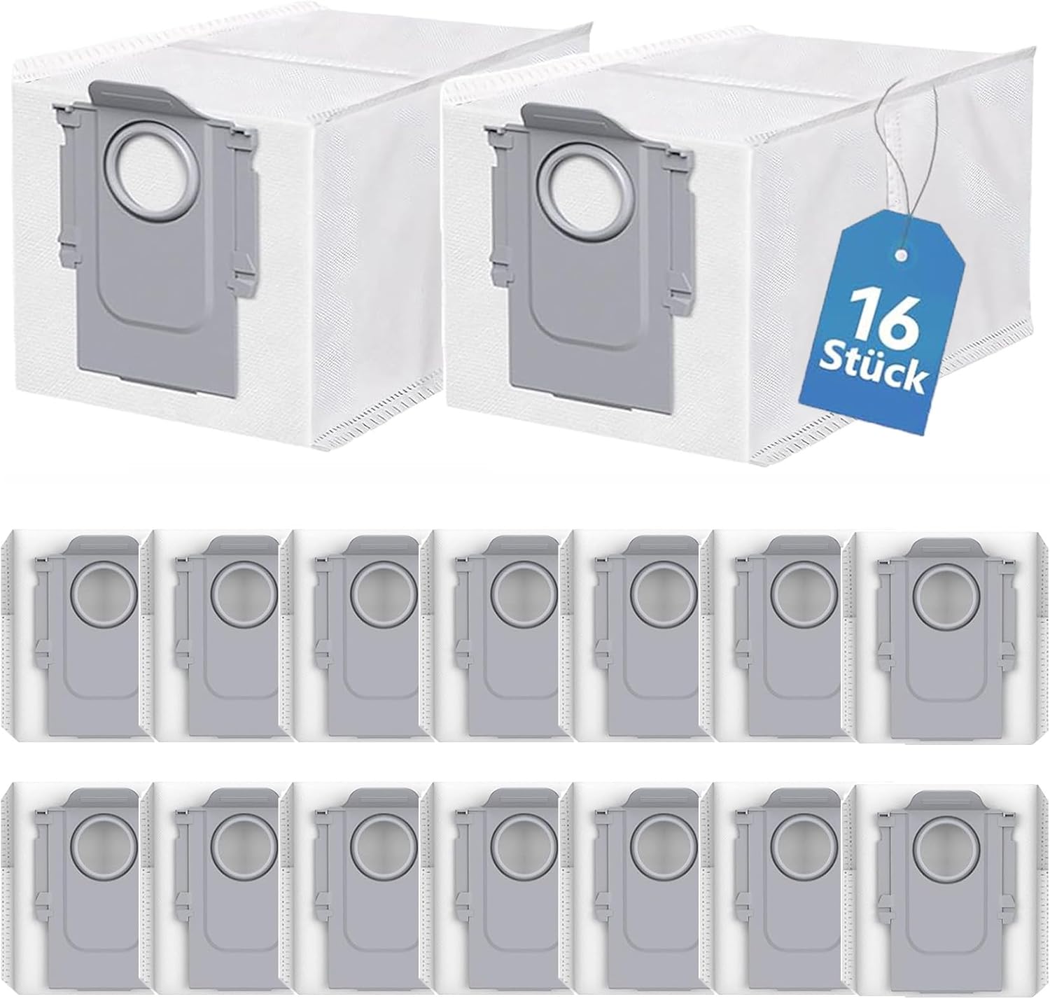 Detalle de 16er-Pack Staubbeutel kompatibel mit Roborock Q Revo/Qrevo/Saros 10R/10 – Hochwertiger Ersatz