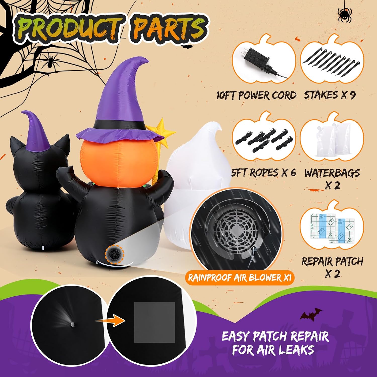 Detalle de YY-HI-PKP-7FT 7-ft Halloween Inflatable with Built-In LEDs