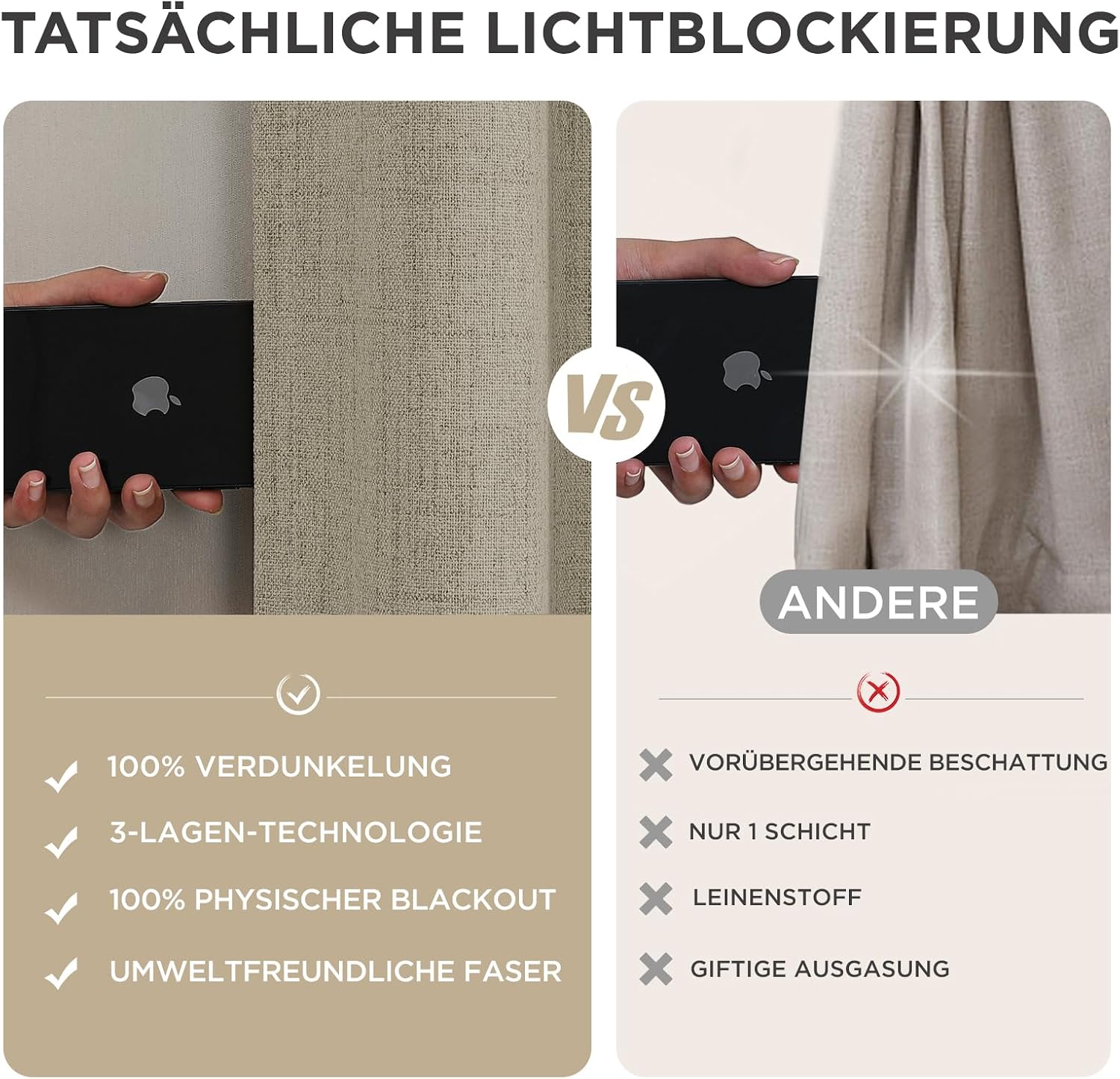 Thumbnail 6 de Joydeco 100% Lichtundurchlässige Vorhänge
