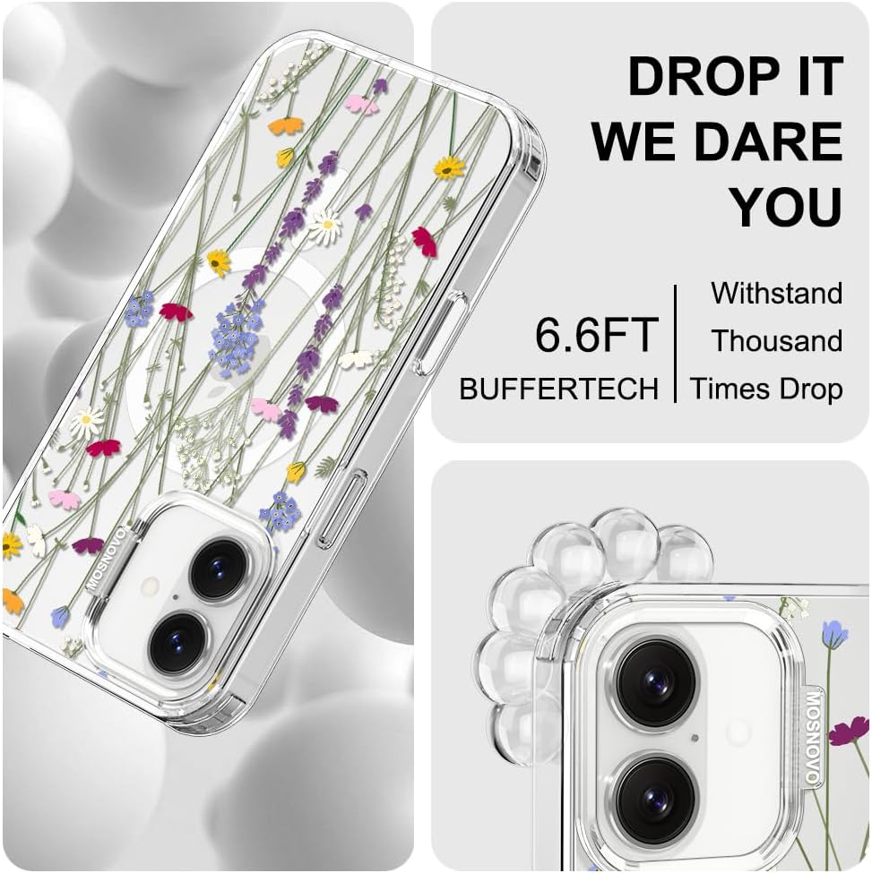 Thumbnail 4 de MOSNOVO for iPhone 17 Clear Case with MagSafe, Camera Control & Floral Garden Design