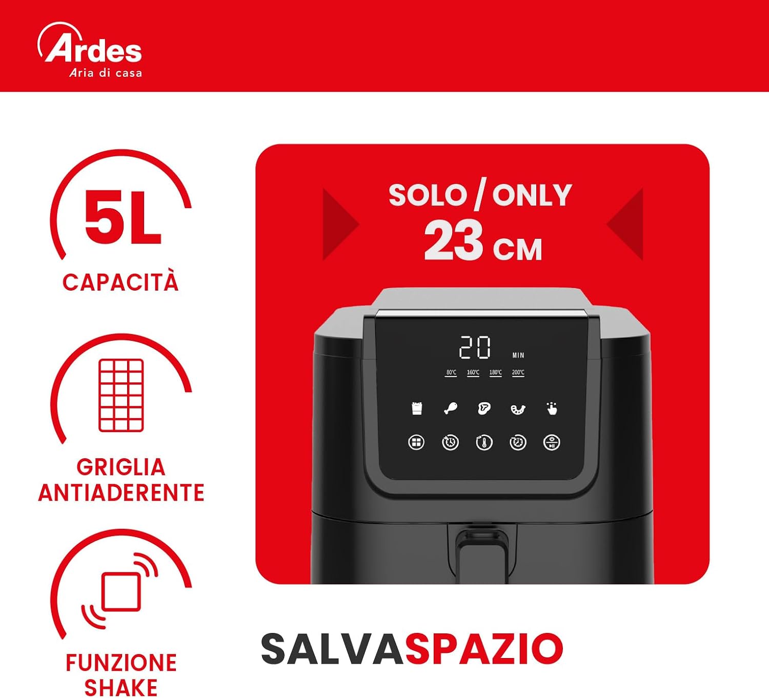 Thumbnail 5 de Ardes ARFRYA10L INFINITY – Friggitrice ad aria sottile XL da 5 litri con touch screen digitale