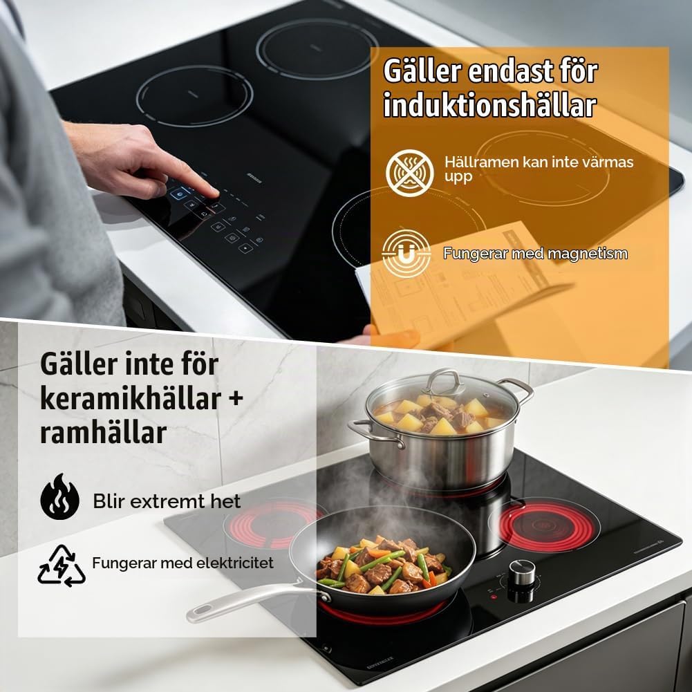Thumbnail 6 de AUAUY 4-ST induktionshällsskydd i silikon, 22 och 24 cm, svart
