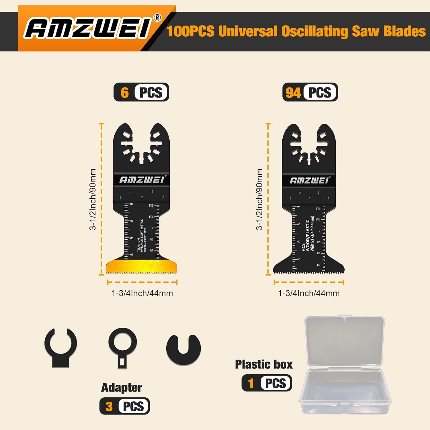 Detalle 2 de 100Pcs Oscillating Multi Tool Blades Set