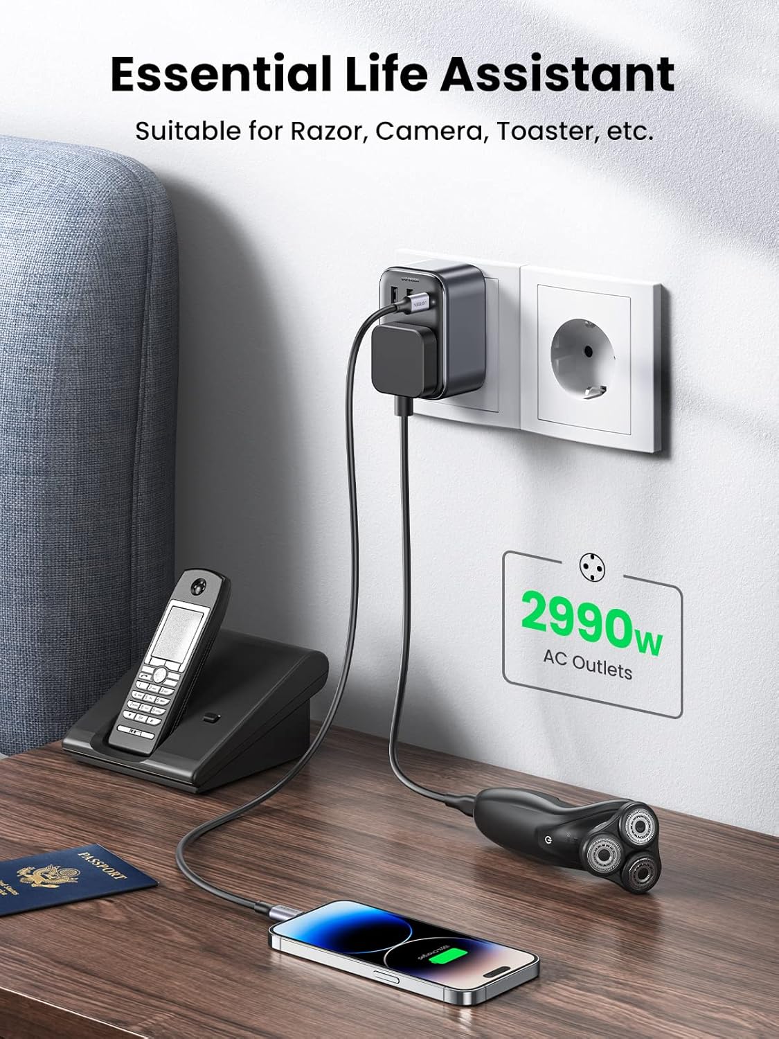Thumbnail 2 de UGREEN UK to EU Plug Adapter 30W