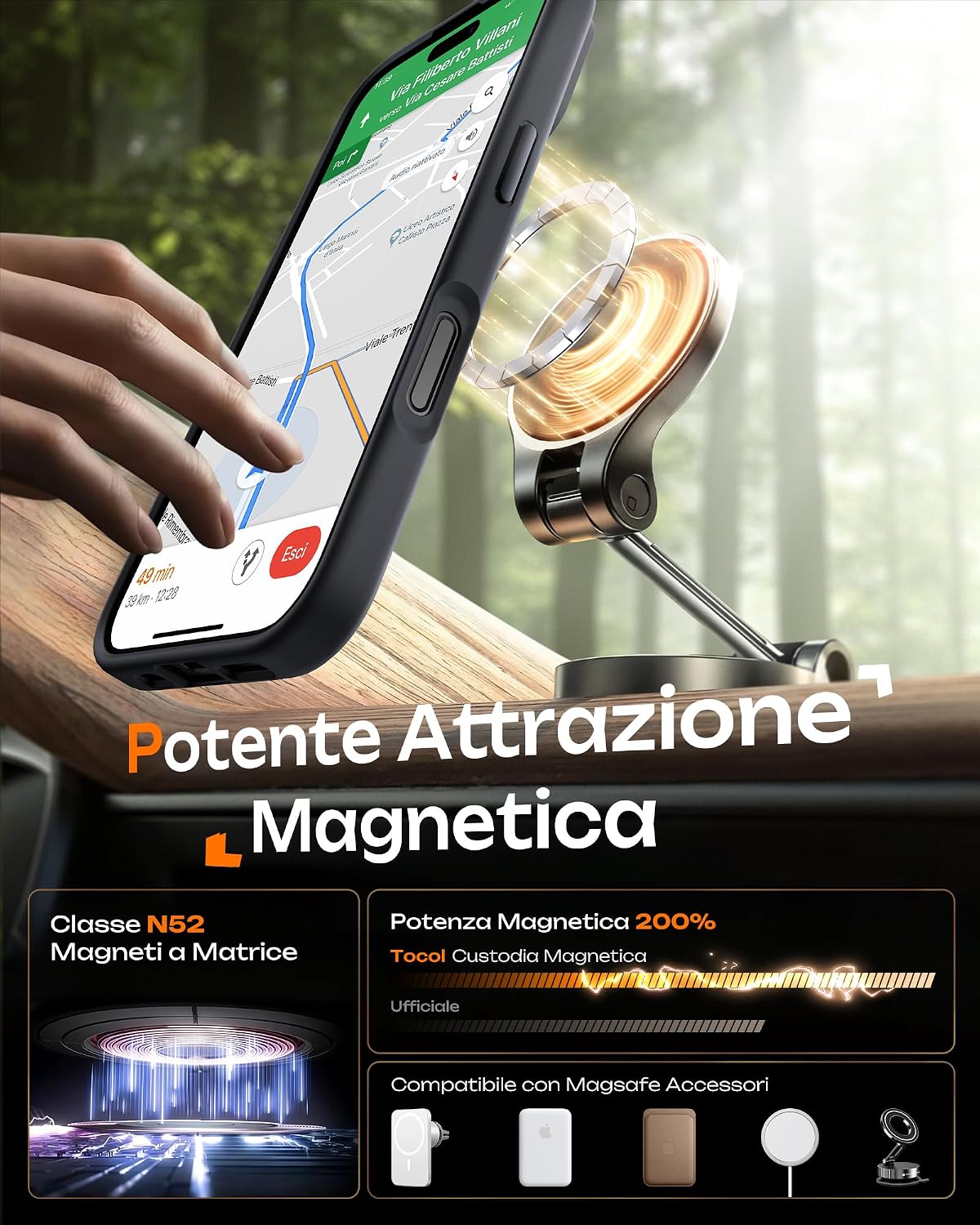 Thumbnail 3 de TOCOL Cover magnetica iPhone 17 6,3" con MagSafe e anello