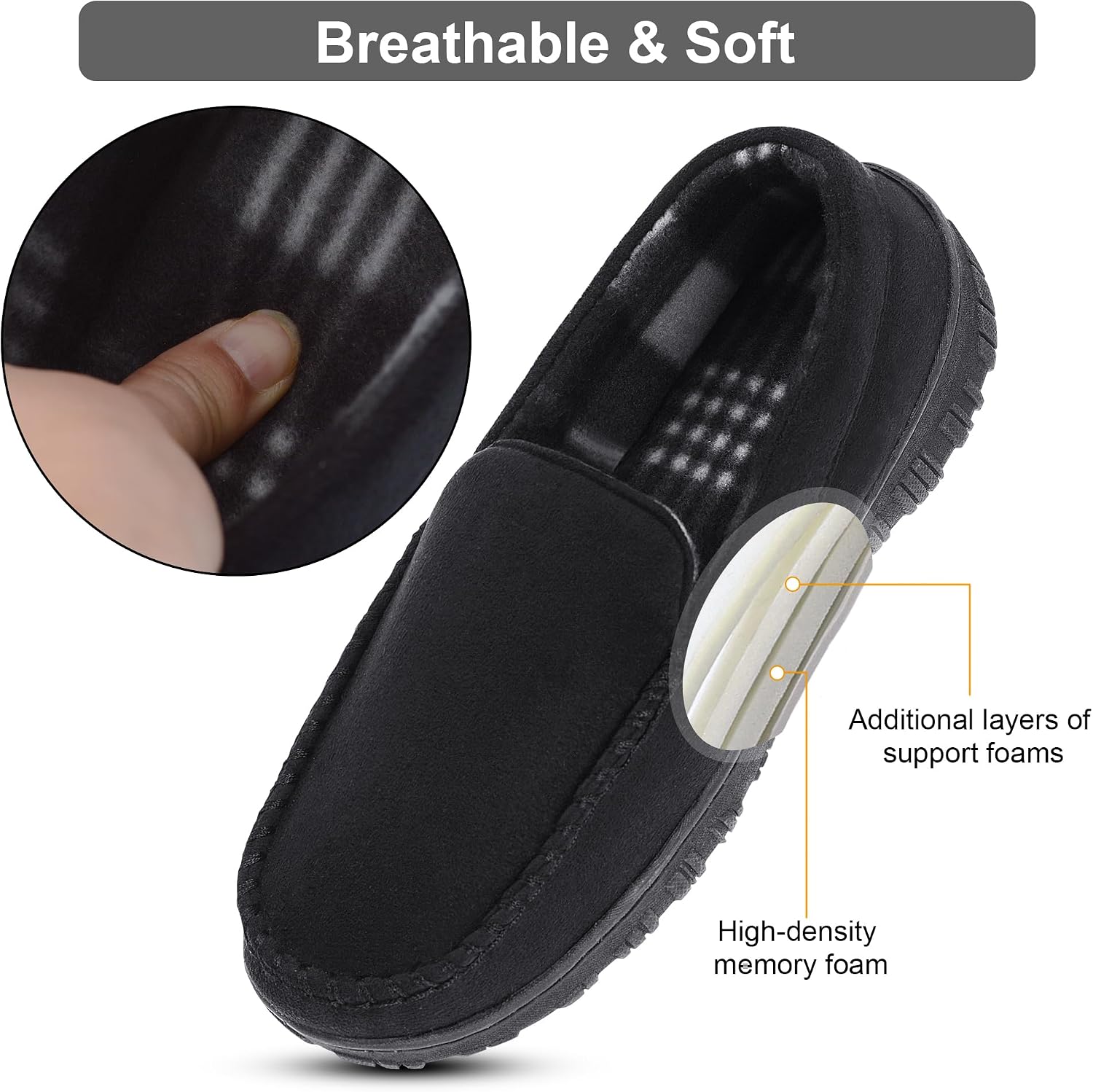 Detalle 2 de Lulex Men's Moccasin Slippers, Sizes 8–14