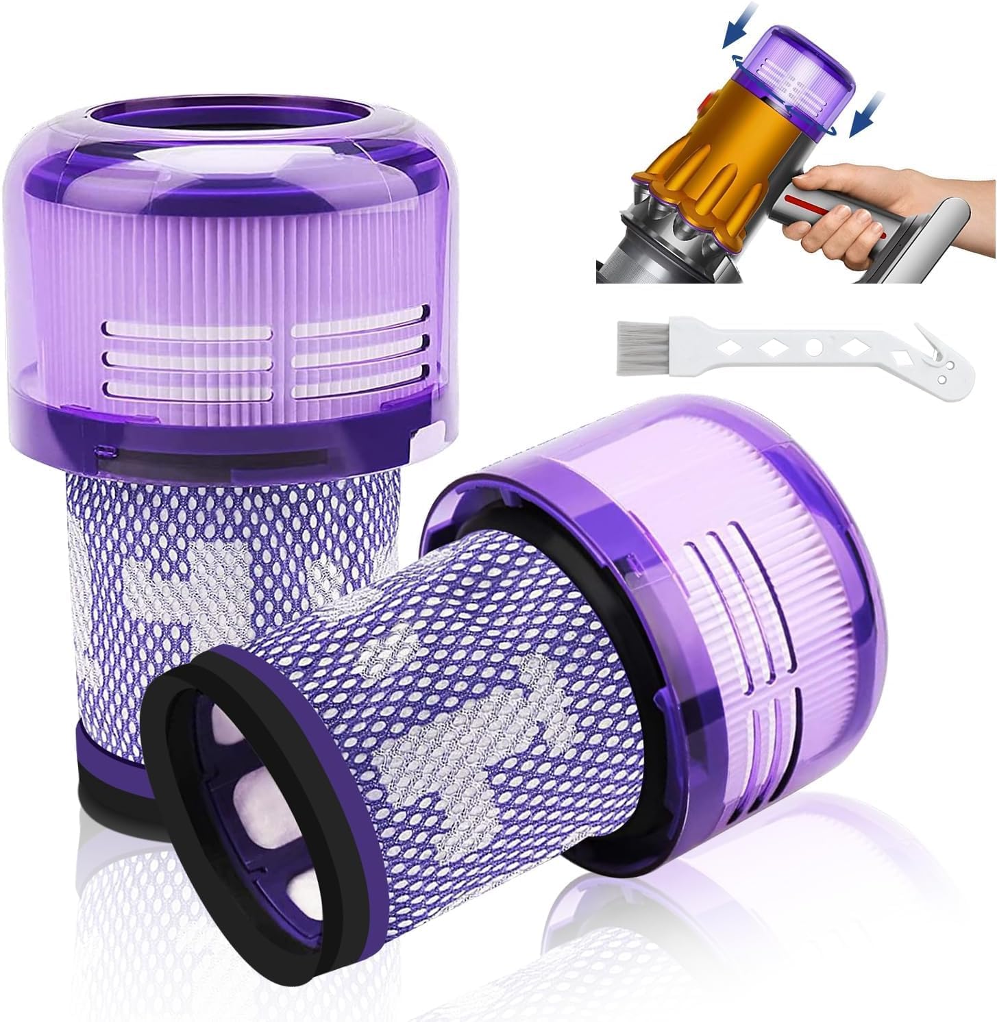 Detalle de Laukowind 2er-Set Ersatzfilter für Dyson V12 (Waschbar) – passend für V12 Detect Slim & V12 Slim