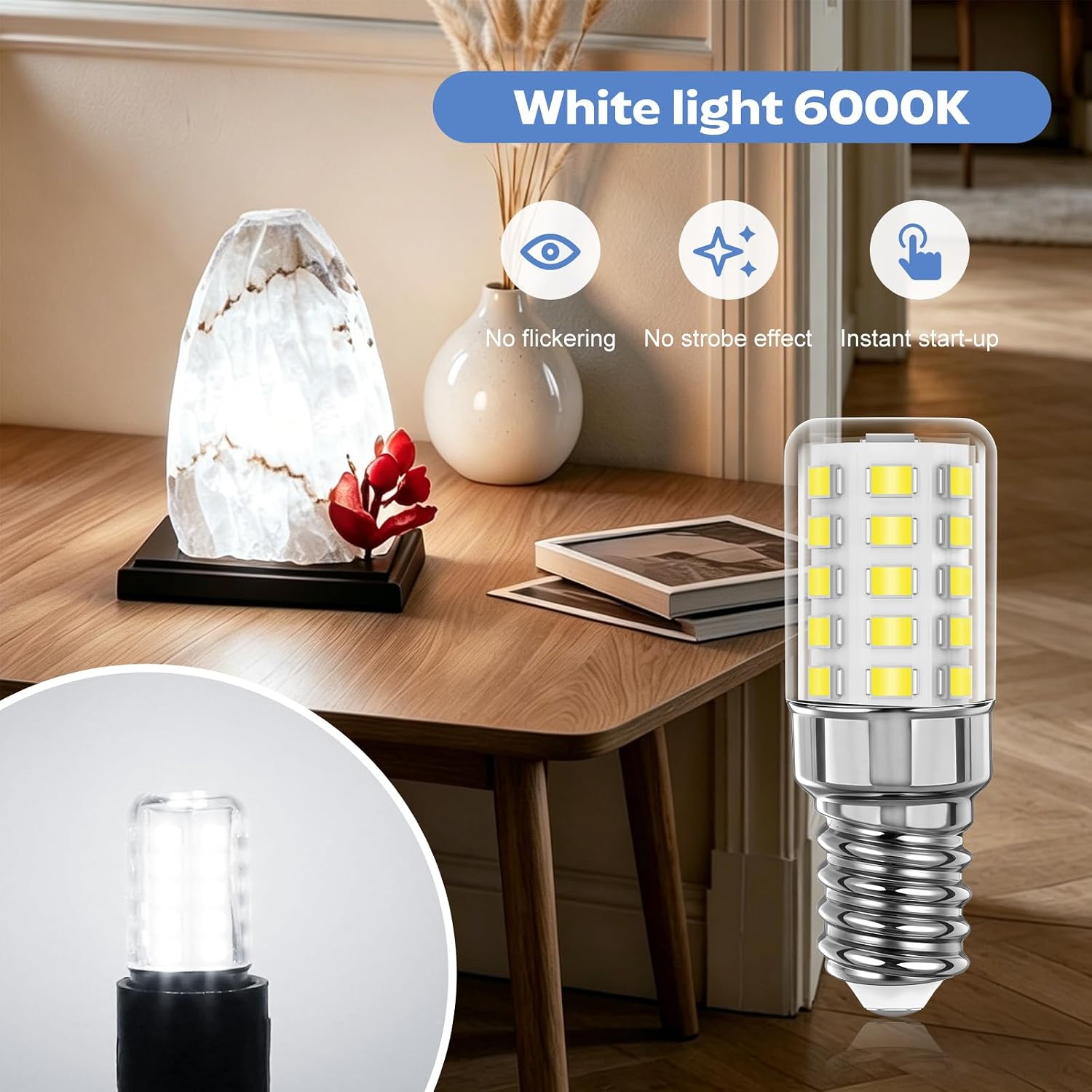 Detalle 2 de A.bigwhale E14 LED Lampe Kühlschranklampe 2er Pack – 3W, 480 lm, 6000K, 360° Abstrahlung