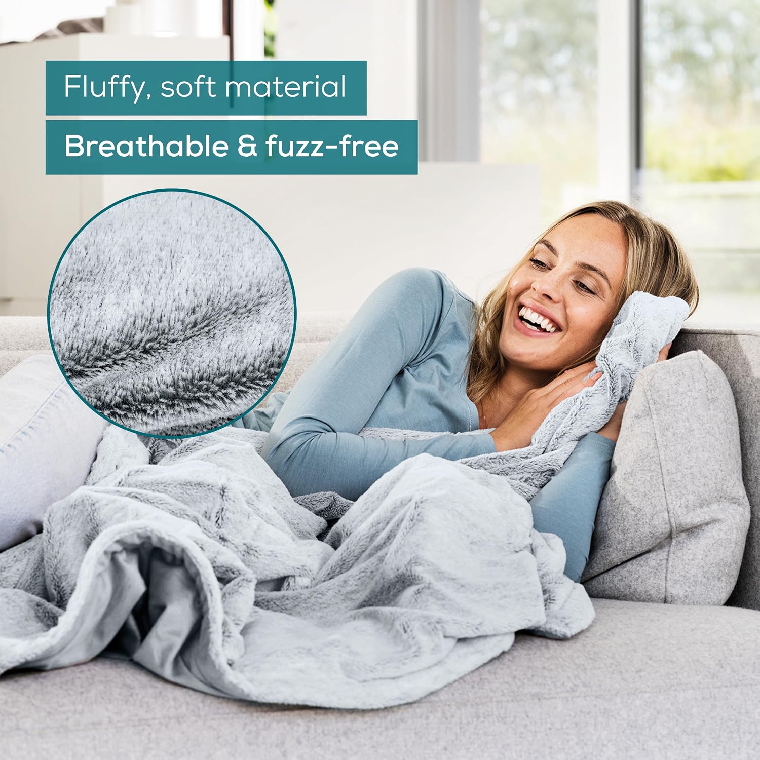 Detalle de Beurer HD 75 Nordic Grey Electric Blanket: Warmth with Green Cred and Everyday Practicality