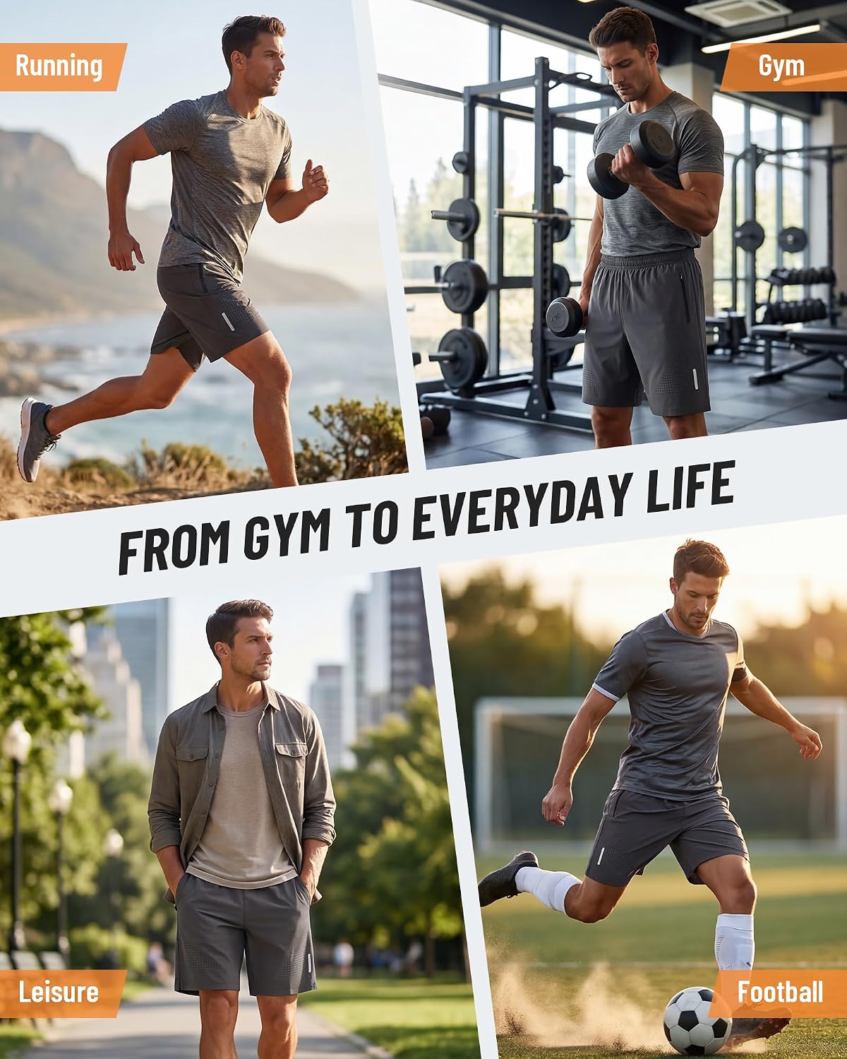 Detalle de YUTYTH Men's Gym Running Shorts: Breathable Quick-Dry with Zipper Pockets