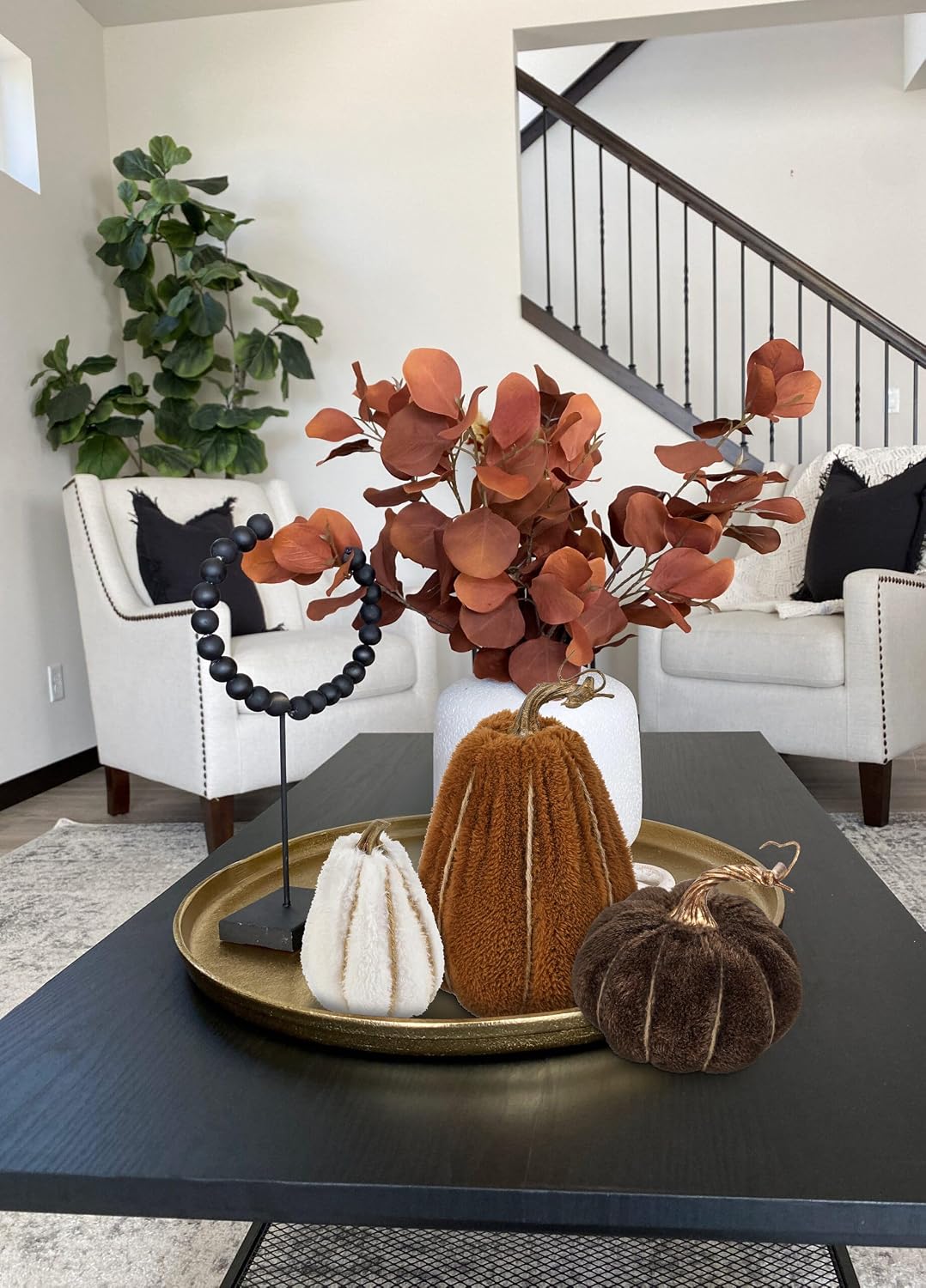 Detalle de Oairse 3-piece faux sherpa pumpkins for autumn ๐
