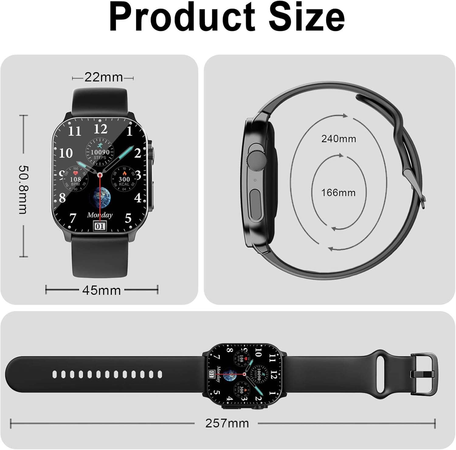 Thumbnail 6 de Smart Watch for Men & Women: 2.01" AMOLED Curved Screen, 110+ Sports Modes, Bluetooth Calling