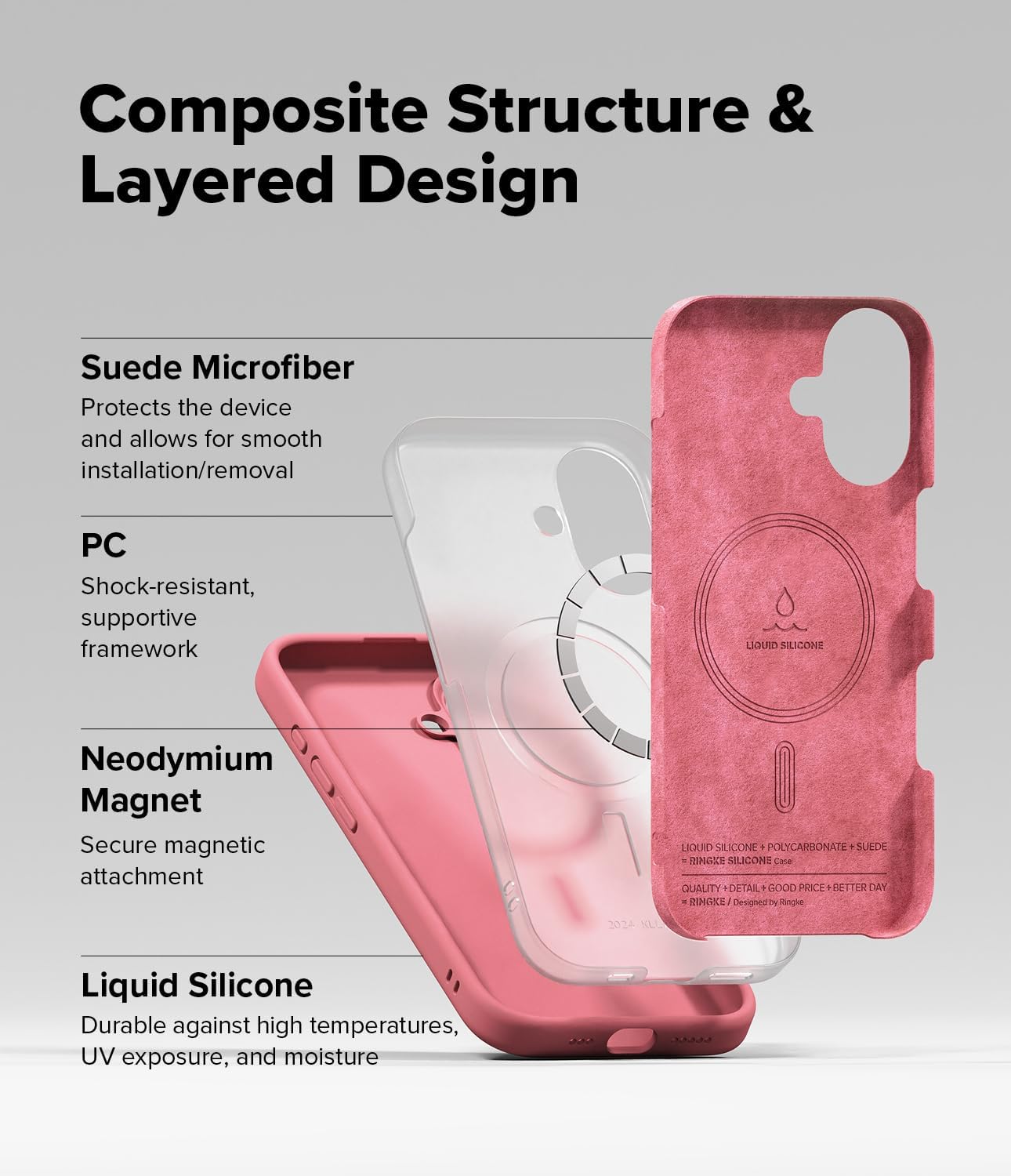 Thumbnail 6 de Ringke Silicone Magnetic Case for iPhone 16 Plus (MagSafe) – Pink
