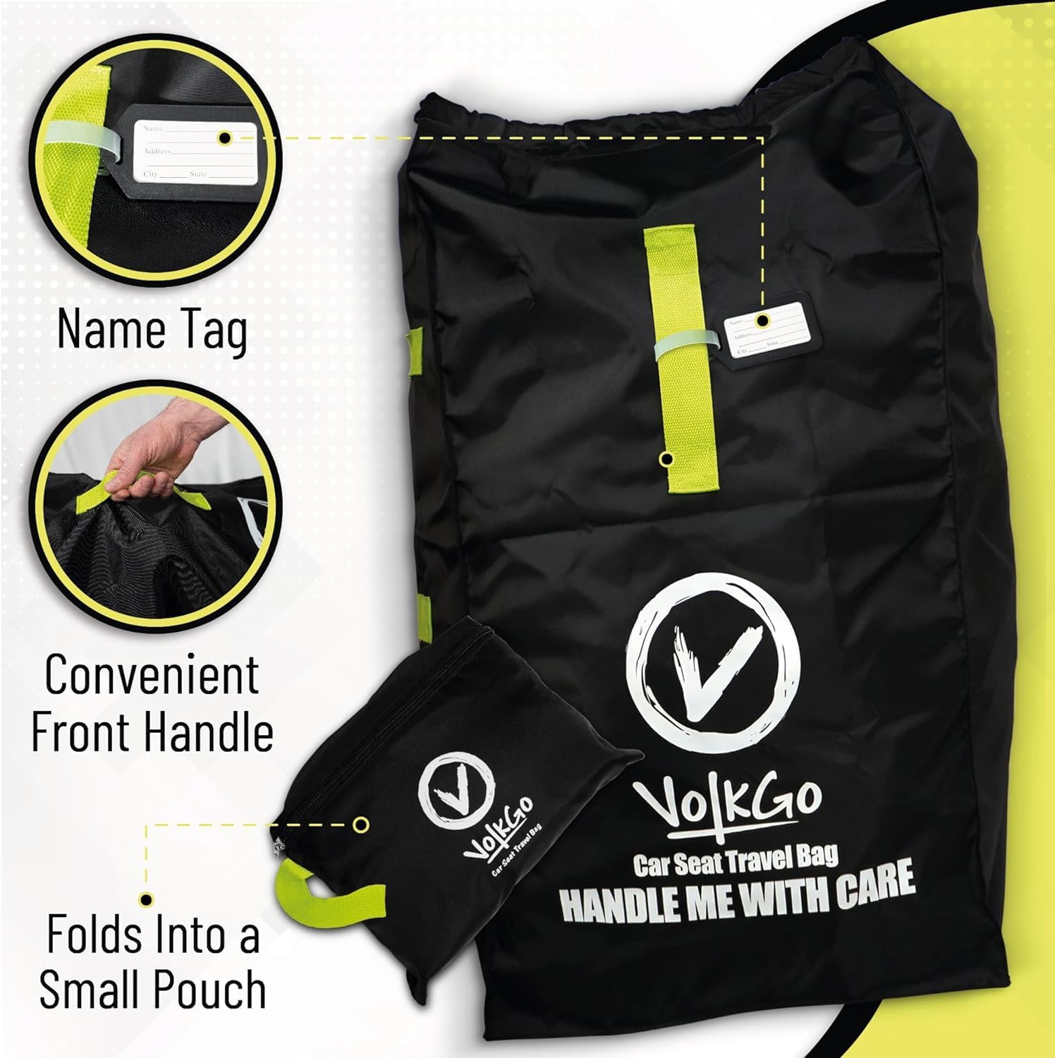 Detalle de V VOLKGO 150 Car Seat Travel Bag, Water-Resistant with Padded Handles