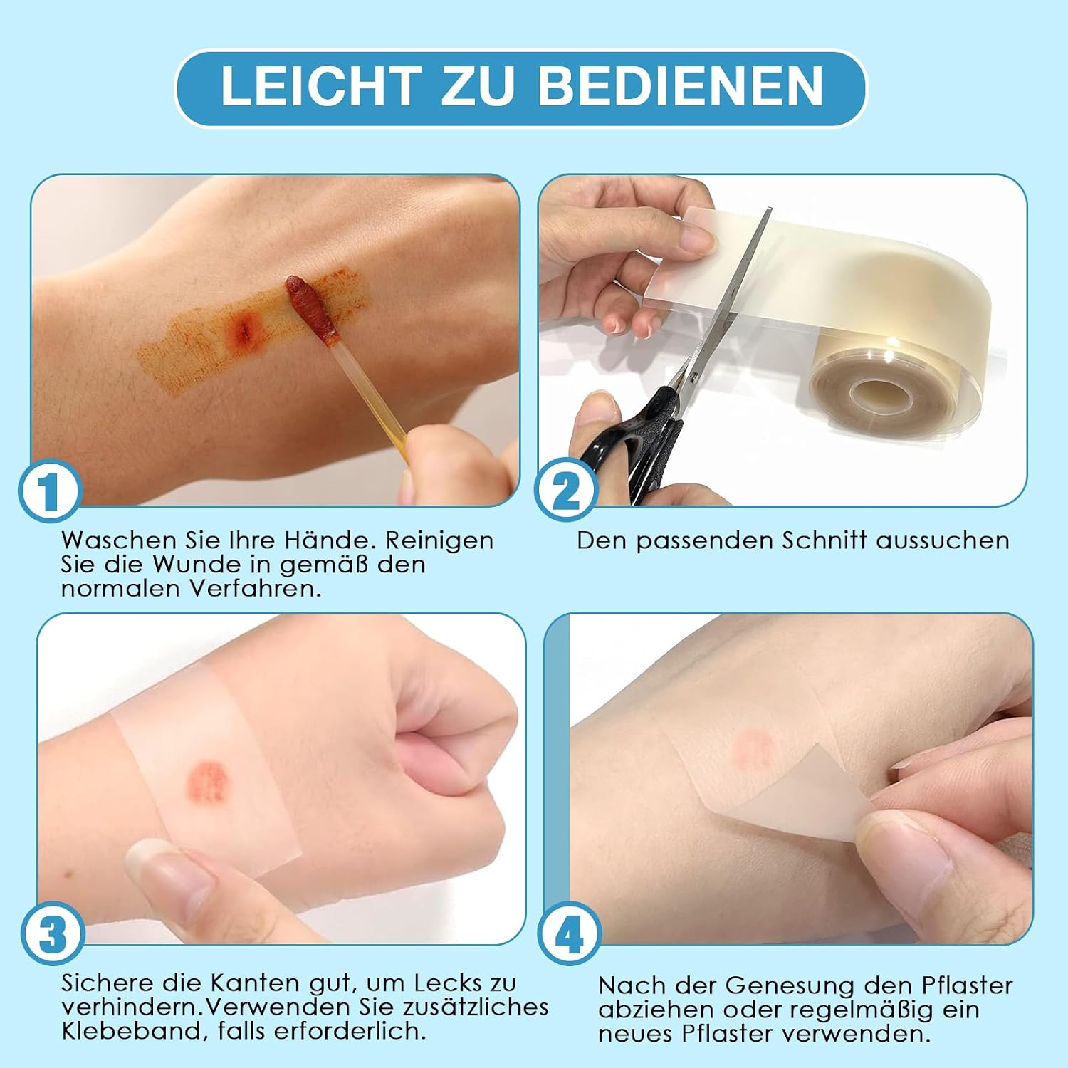 Detalle 2 de PimpleGuard Hydrocolloid Roll Blasenpflaster – wasserfestes selbstklebendes Hydrokolloid-Pflaster (Rolle, zuschneidbar)