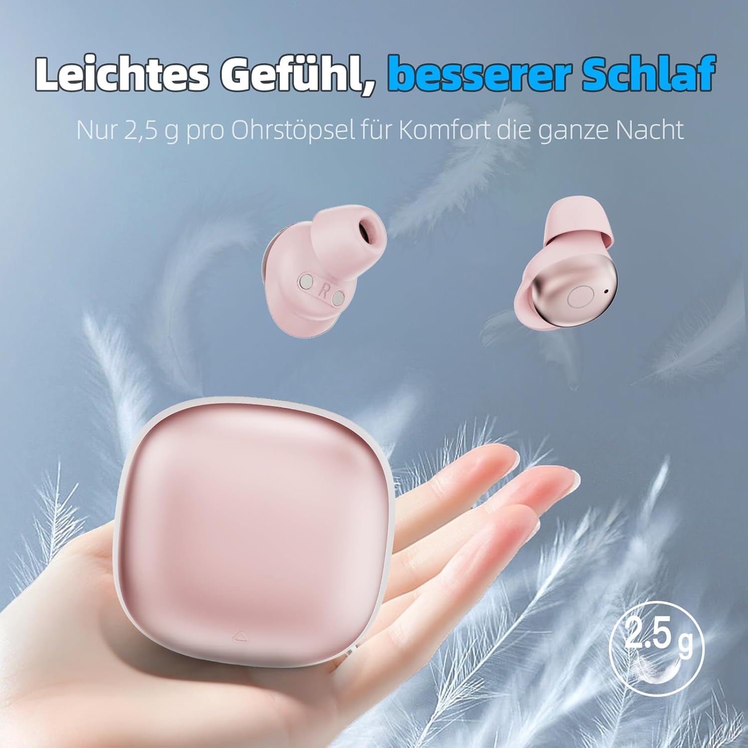 Thumbnail 6 de ZOVIMAX Bluetooth Schlafkopfhörer (6 EQ) mit White Noise, In-Ear für Seitenschläfer – Roségold