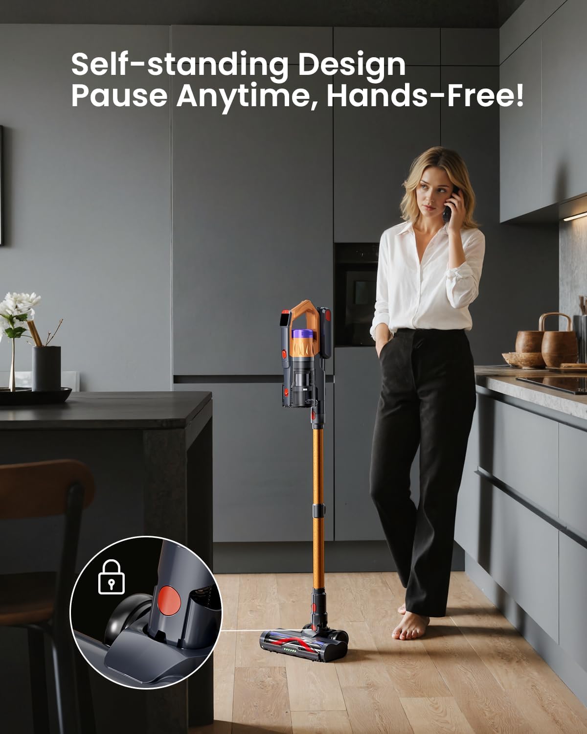 Detalle 1 de Golden Cordless Vacuum Cleaner 60Kpa — 70min Runtime 🧹