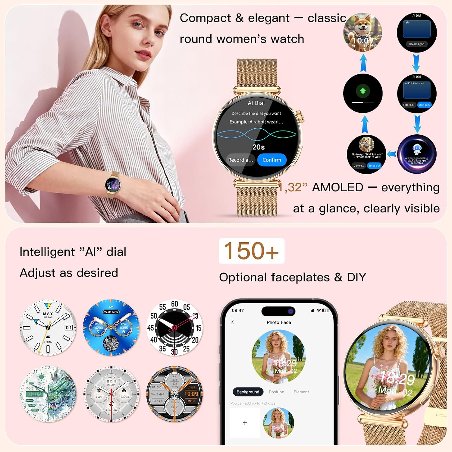 Thumbnail 1 de 2026 AI-GPT Smartwatch for Women with ECG, BP & Sleep tracking