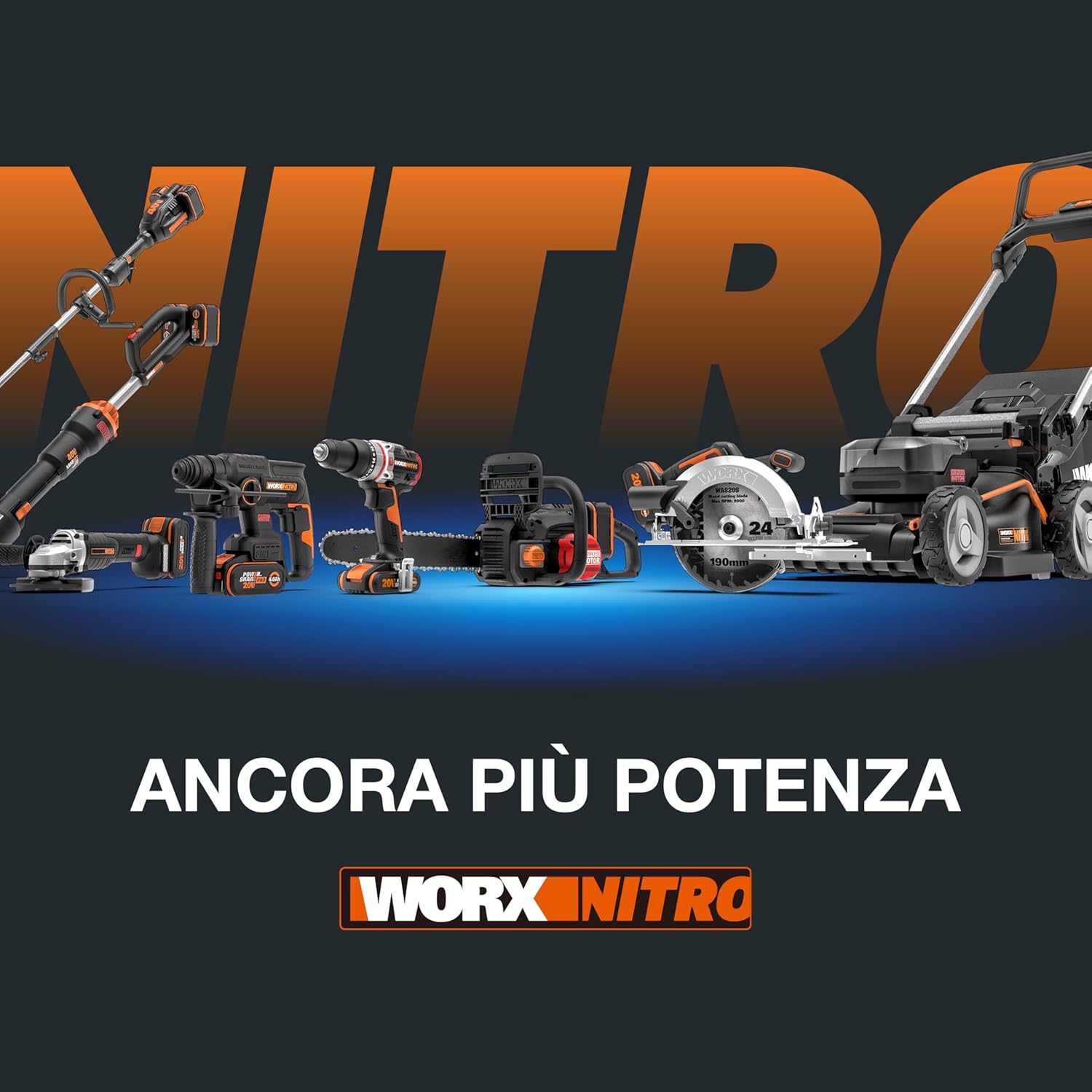 Detalle de WORX Nitro WG186E.92: decespugliatore a batteria 40 V con lama 38 cm e sistema PowerShare