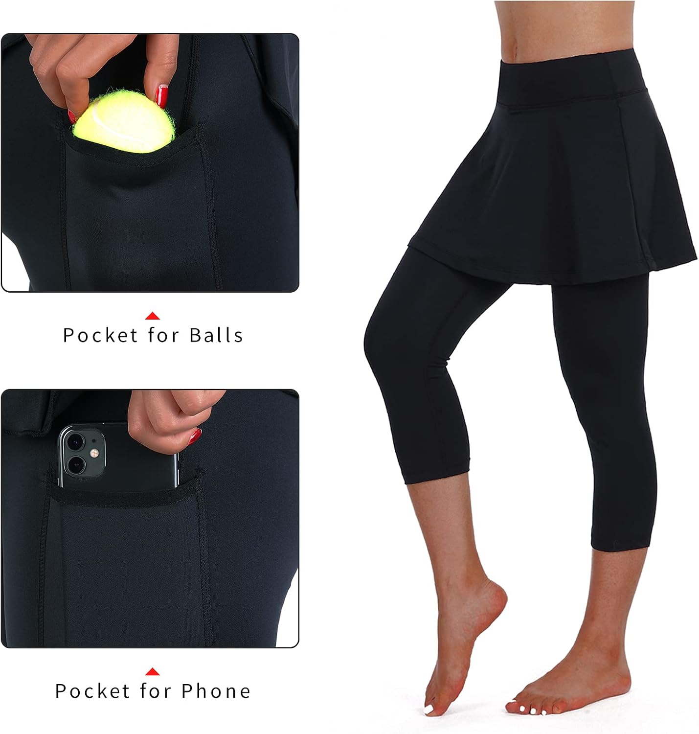 Detalle 2 de ANIVIVO Skirted Legging for Women with Pockets and Flared Skirt (3/4 Length)