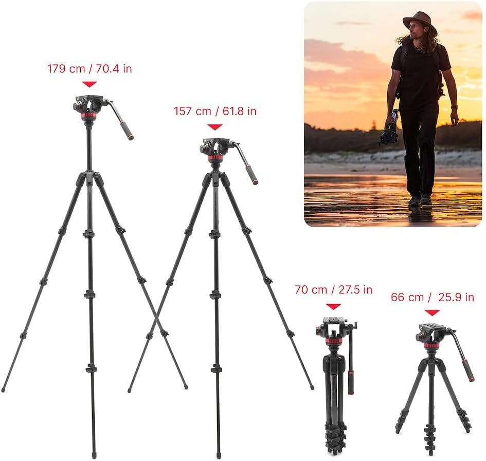 Thumbnail 4 de Manfrotto 055 Trépied Vidéo avec Rotule Fluide 502 – Fibre de Carbone, colonne à mise à niveau et verrouillages