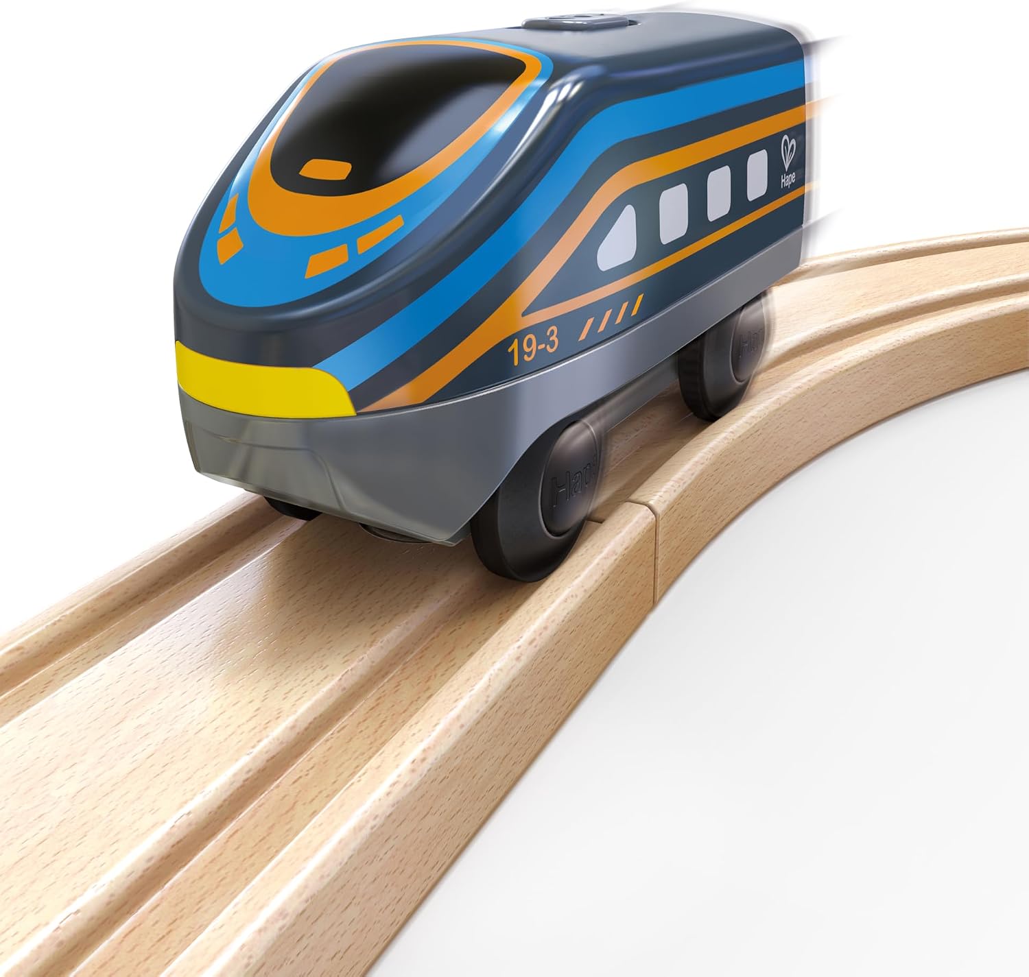 Detalle de Hape(ハペ)E3785 電池で走る特急電車 ブラック 木製・前後走行