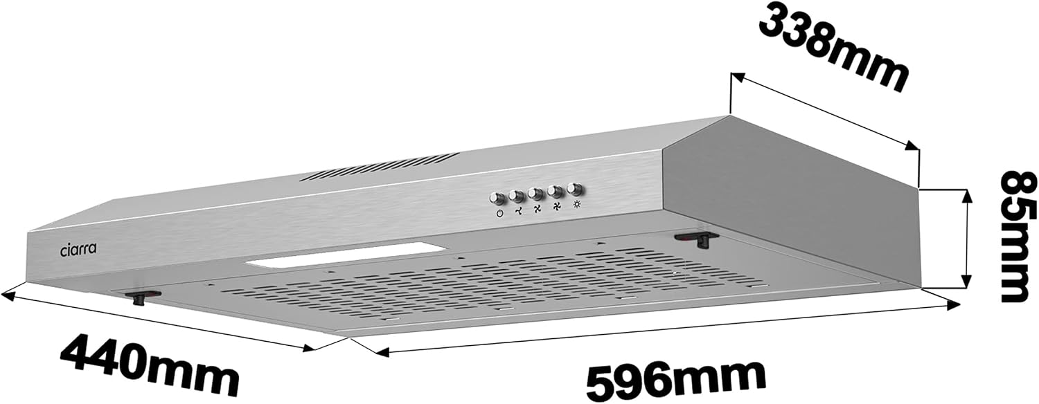 Detalle 1 de CIARRA CBCS6903A köksfläkt 60 cm i rostfritt stål med LED-belysning