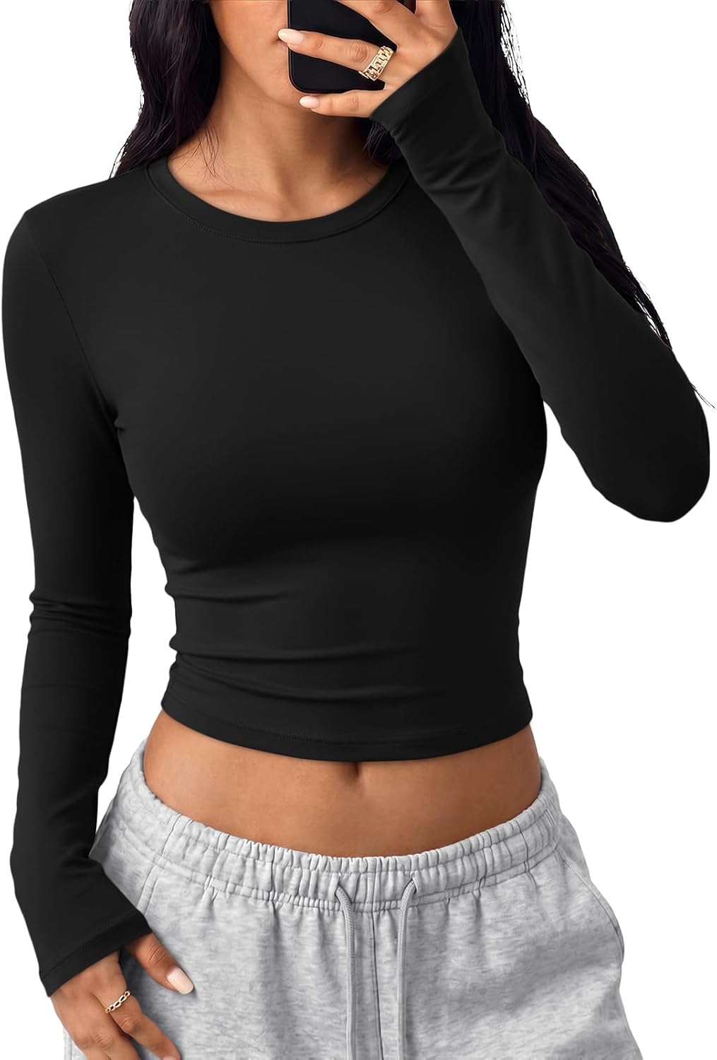 Detalle de Trendy Queen Womens Long Sleeve Crop Top for Teens