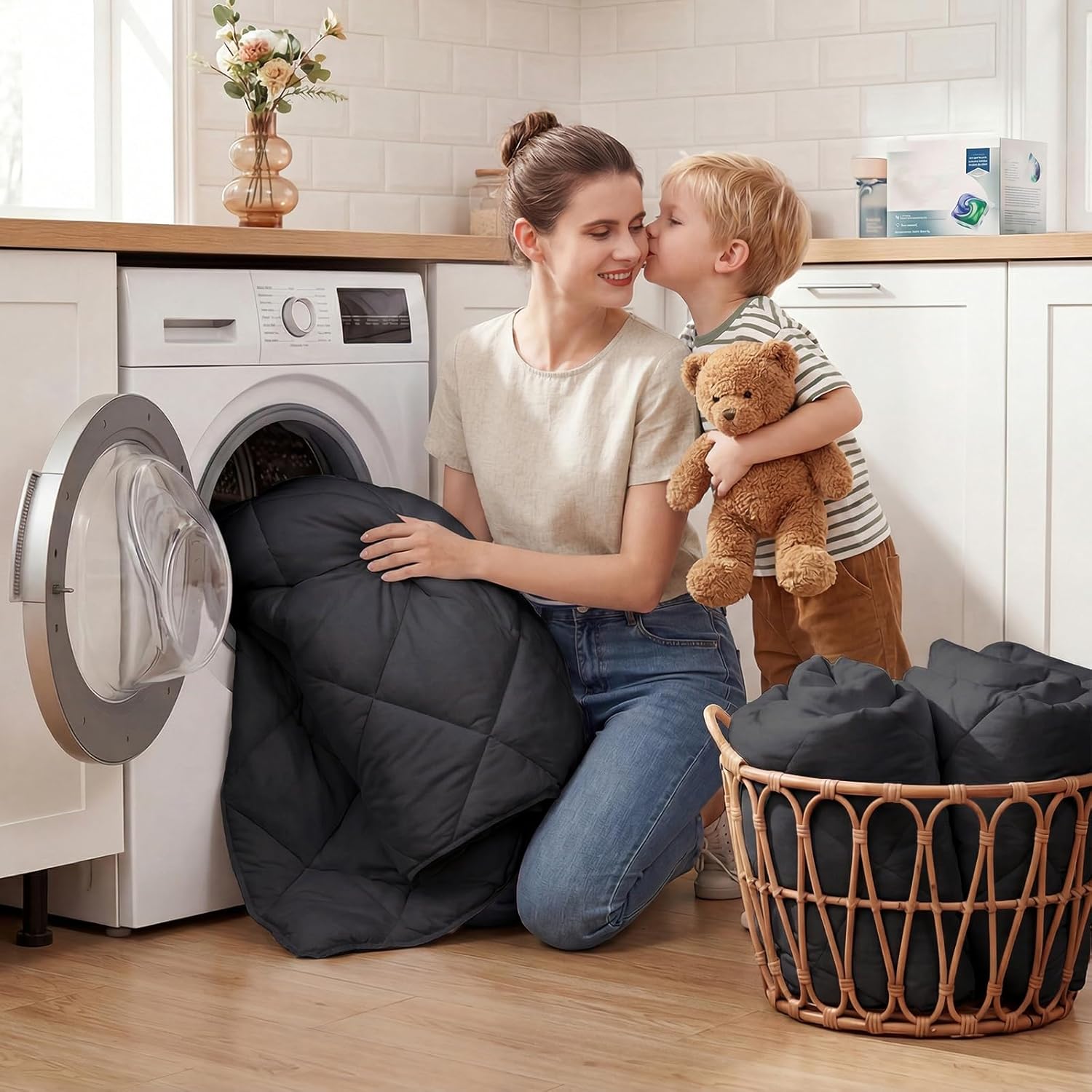 Thumbnail 1 de WAVVE 4-Jahreszeiten Bettdecke 240x260 cm, 2-teilig (150/300 gsm) für Sommer, Übergang & Winter – grau