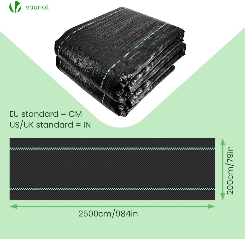 Thumbnail 1 de VOUNOT Toile de Paillage 2x25 m — Géotextile anti-herbes en fibres de polypropylène 100 g/m², résistant et UV-stabilisé