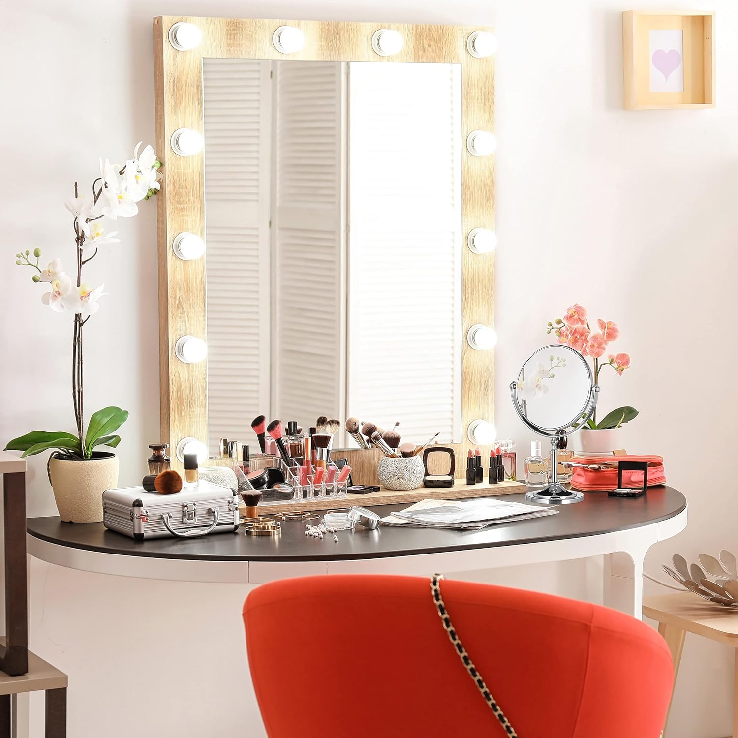 Thumbnail 1 de Relaxdays Espejo Aumento de Mesa Plateado 🪞 - Compacto y Práctico