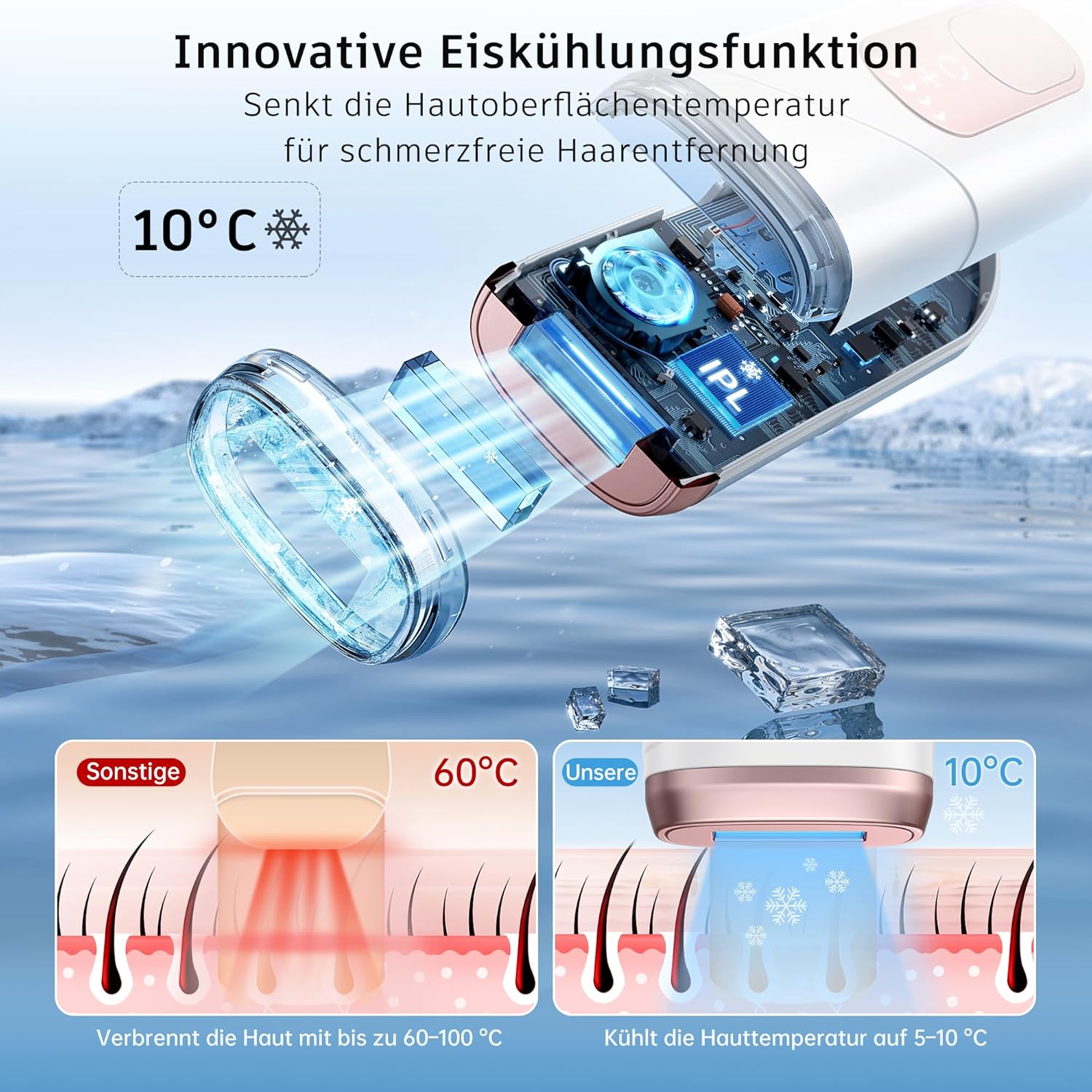 Thumbnail 1 de Beauris IPL Laser Haarentfernung (ICE COOLING) mit 5 Intensitätsstufen – Kühlfunktion für Körper, Achseln & mehr