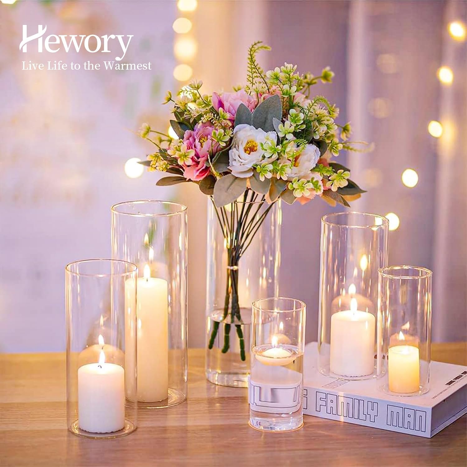 Thumbnail 1 de Hewory Lot de 12 photophores verre cylindrique 🕯