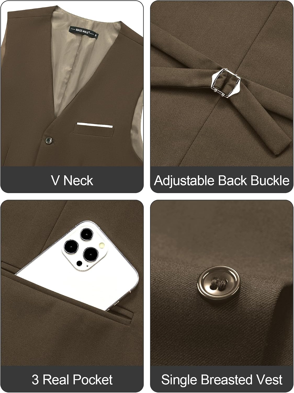 Detalle 2 de MAGE MALE Men's Suit Vest