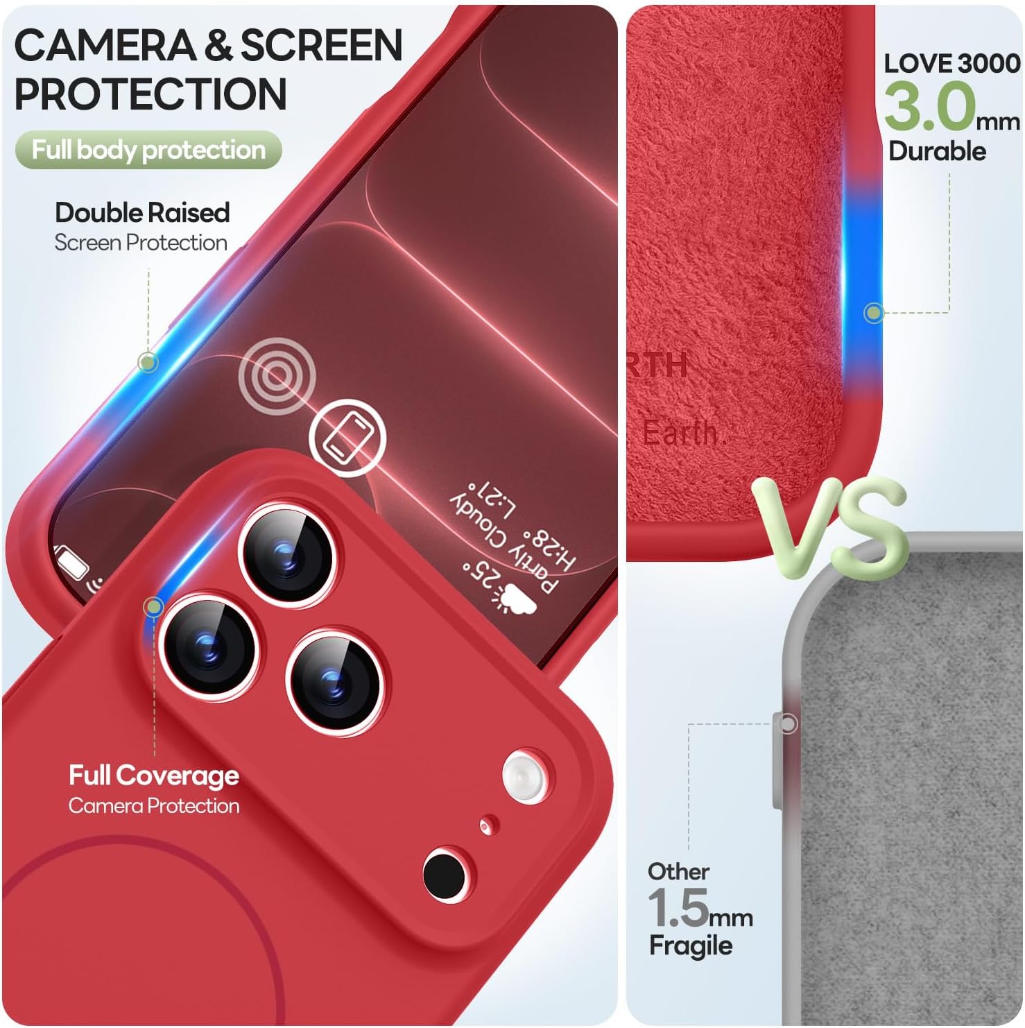 Detalle 1 de LOVE 3000 For i18 PM Case for iPhone 18 Pro Max, Red, MagSafe