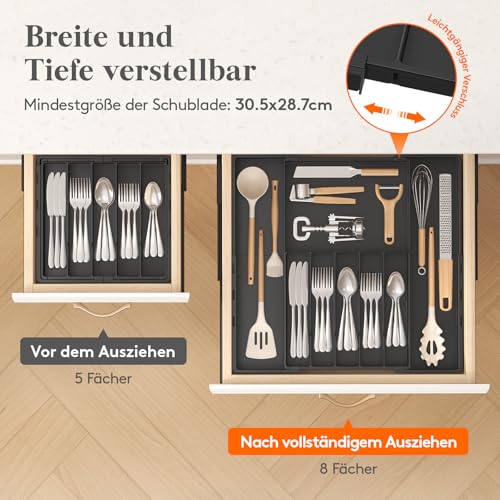 Thumbnail 5 de Lifewit Besteckkasten für Schubladen – zweiseitig verstellbar aus Kunststoff