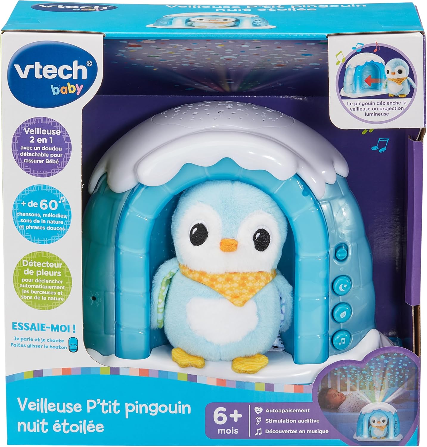 Thumbnail 4 de VTech P’tit Pingouin Nuit Étoilée – veilleuse bébé musicale avec projection au plafond