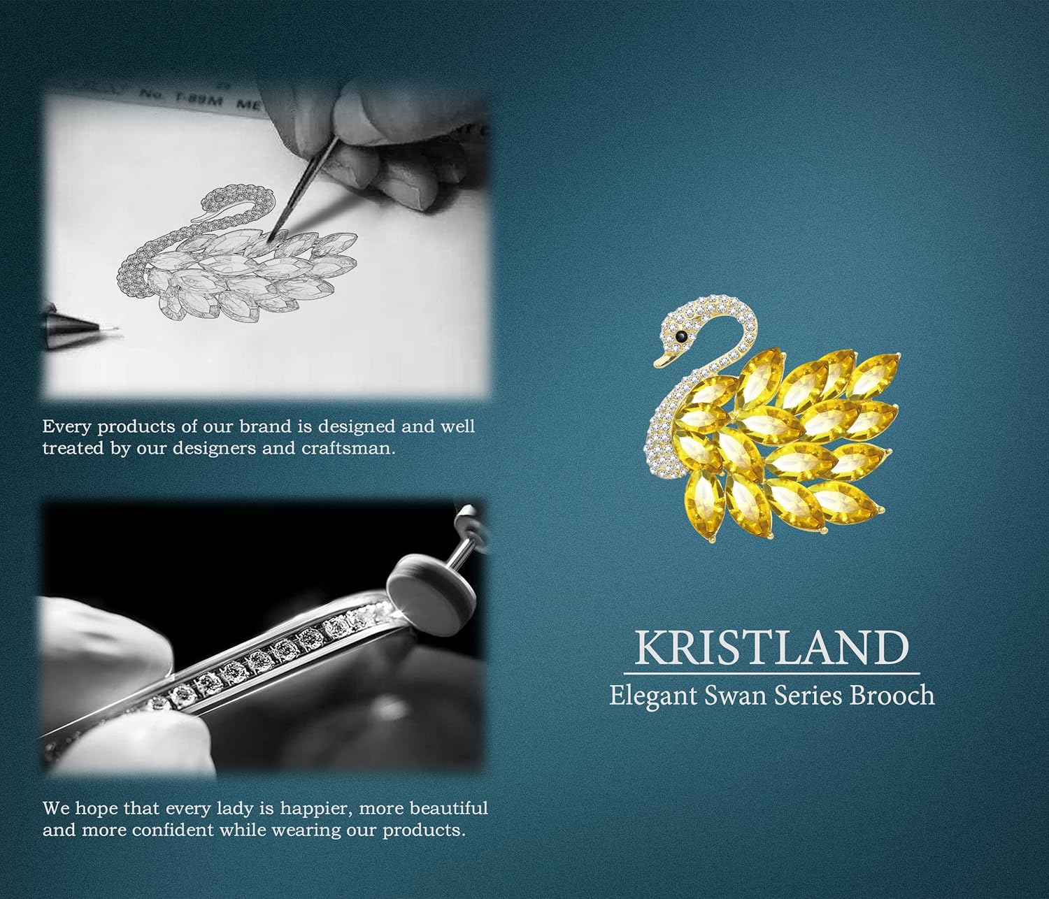 Thumbnail 3 de KristLand Schwan Brosche mit Kristallen
