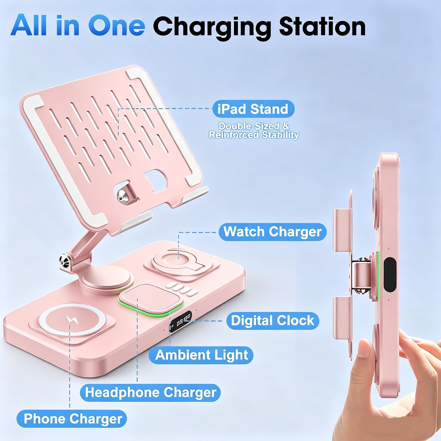 Detalle 2 de 6-in-1 Wireless Charging Station with Clock