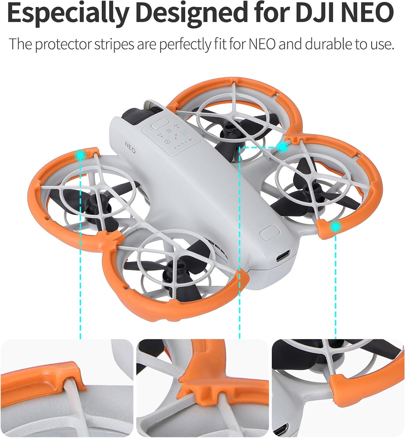 Detalle de Lokyoyo Propeller Guard Protector for DJI Neo (Fly More Combo) – Black propeller guard set