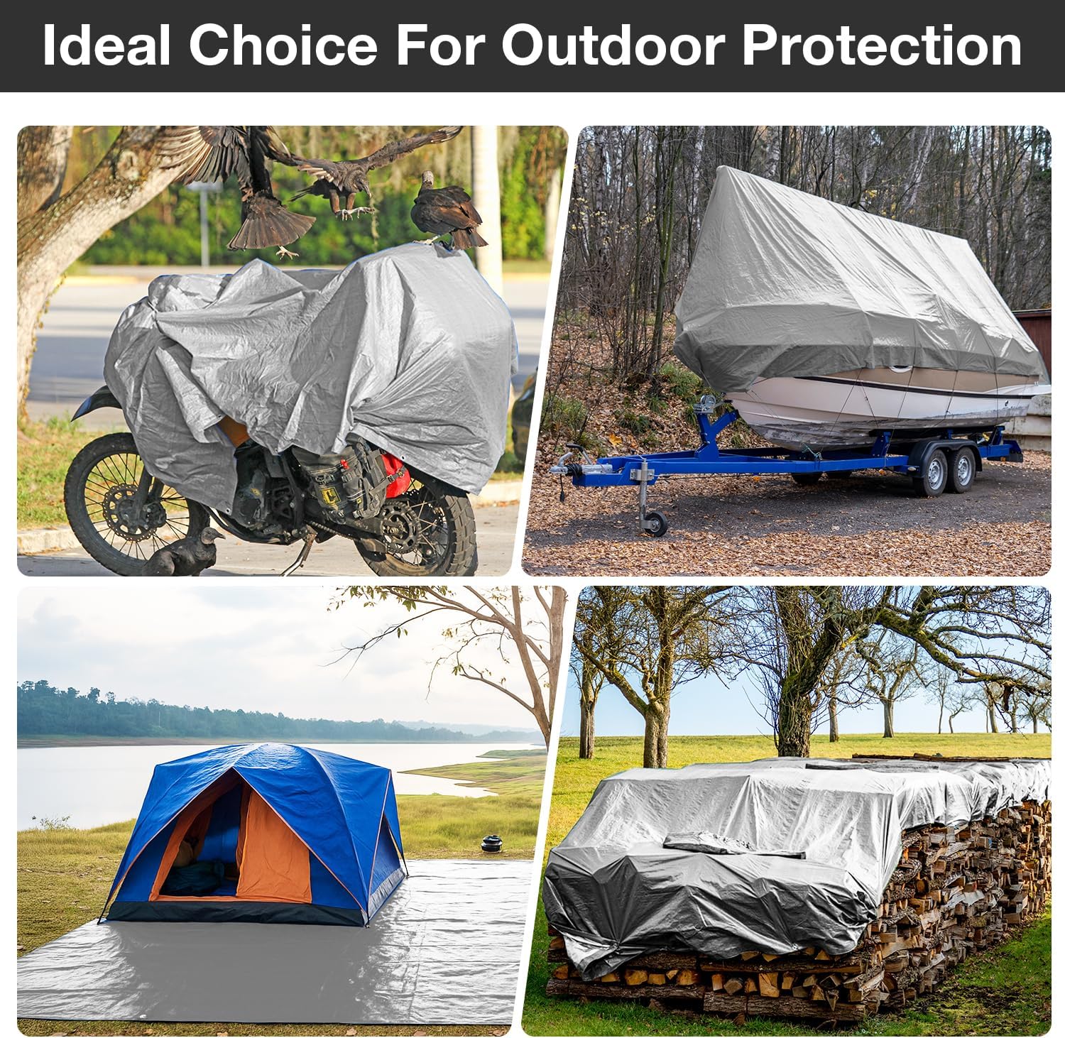 Detalle de Pattiumo Tarp Waterproof 10 x 12 FT Heavy-Duty 16 Mil Multipurpose Cover (Green/Brown)