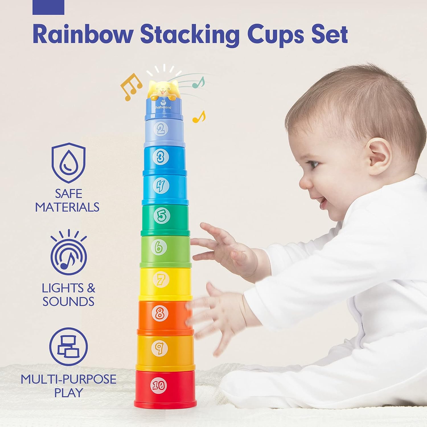 Detalle 2 de Hahaland Rainbow Stacking Cups 10 Pcs