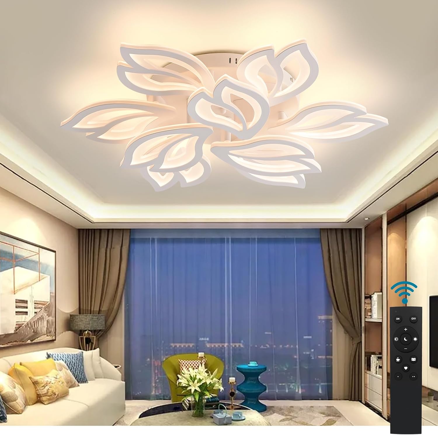 Detalle de Sky angle LED-Deckenleuchte mit Fernbedienung – verstellbares Licht bis 120 W / 14.400 lm, Acryl-Design